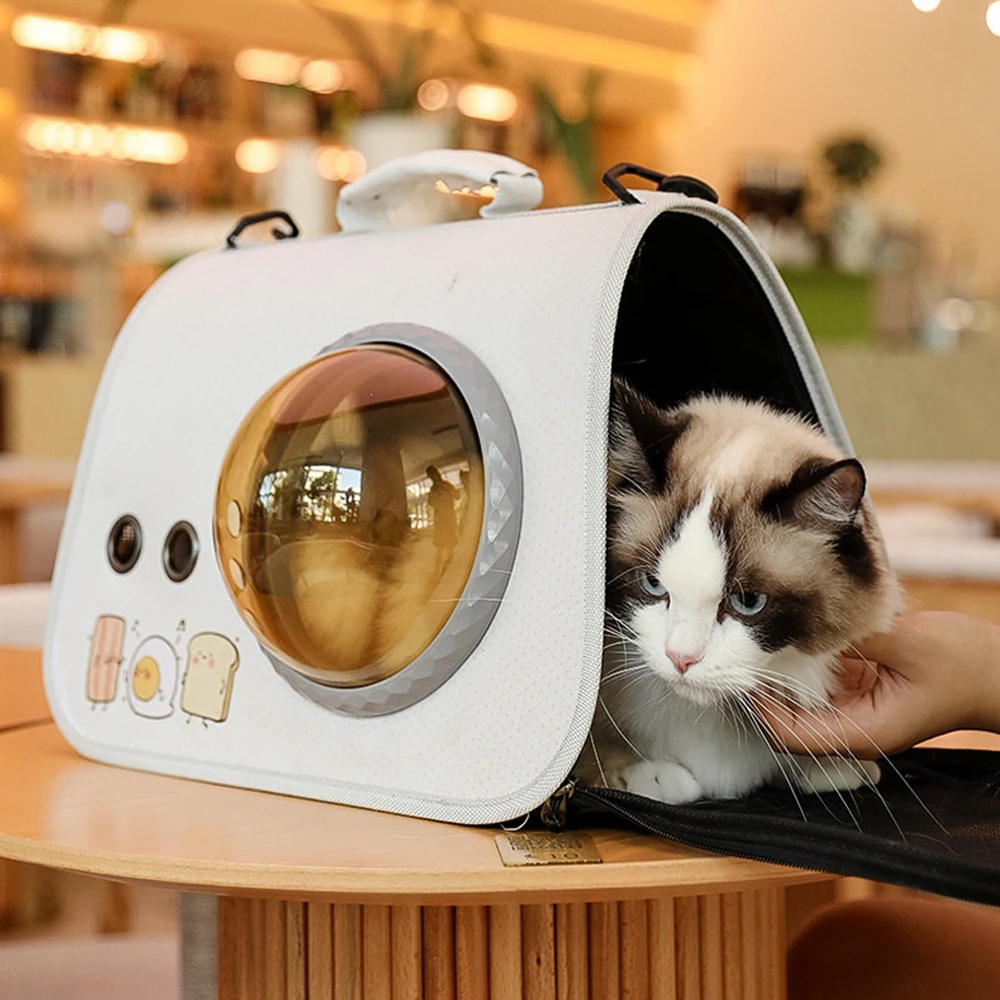 Cat Backpack Straps Breathable Portable Cat Bag Cat Transport Foldable Small Dog Outing Pet Backpack