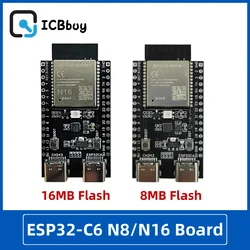 ESP32-C6-N8 development board ESP32 C6 N8 N16 8MB 16MB SPI Flash Demo Board Wi-Fi6 Bluetooth5 Zigbee Thread core board