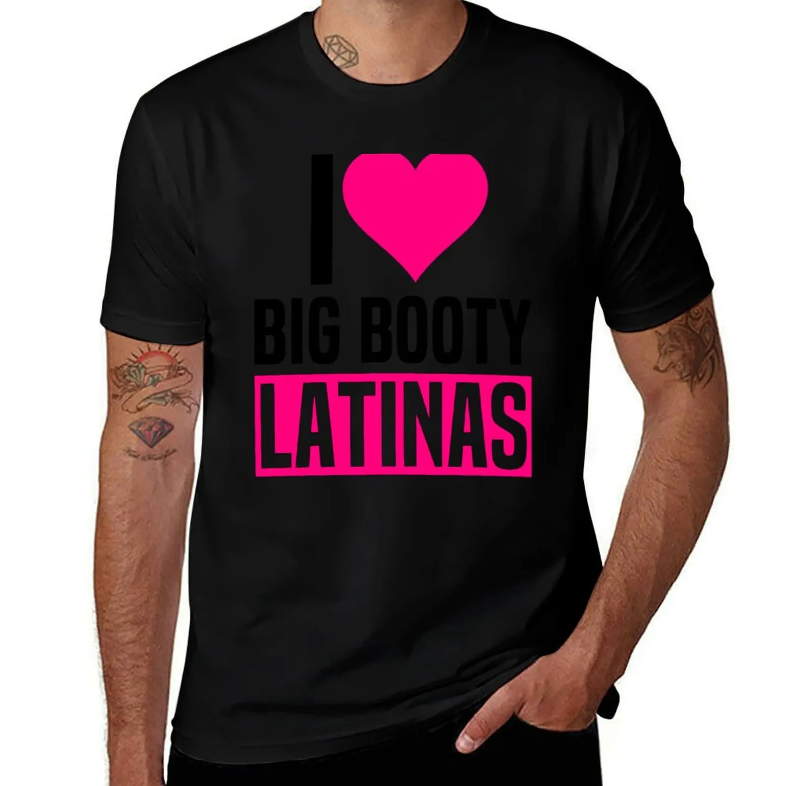 I Love Big Booty Latinas Funny Valentines Day Latinas T-Shirt Daily Wear Plain Short Sleeve Shirt