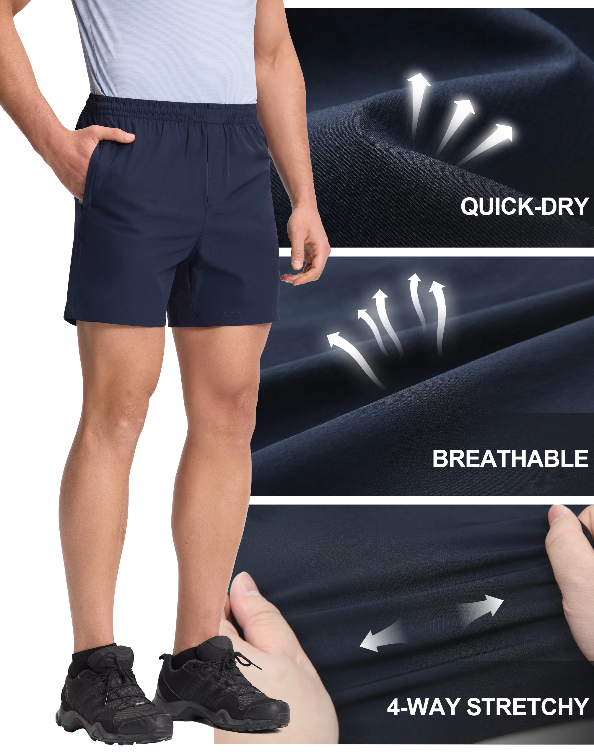 

Летние мужские легкие быстросохнущие спортивные шорты Pioneer Camp с карманами на молнии, прямые брюки-шорты для баскетбола и фитнеса ADK18230123H