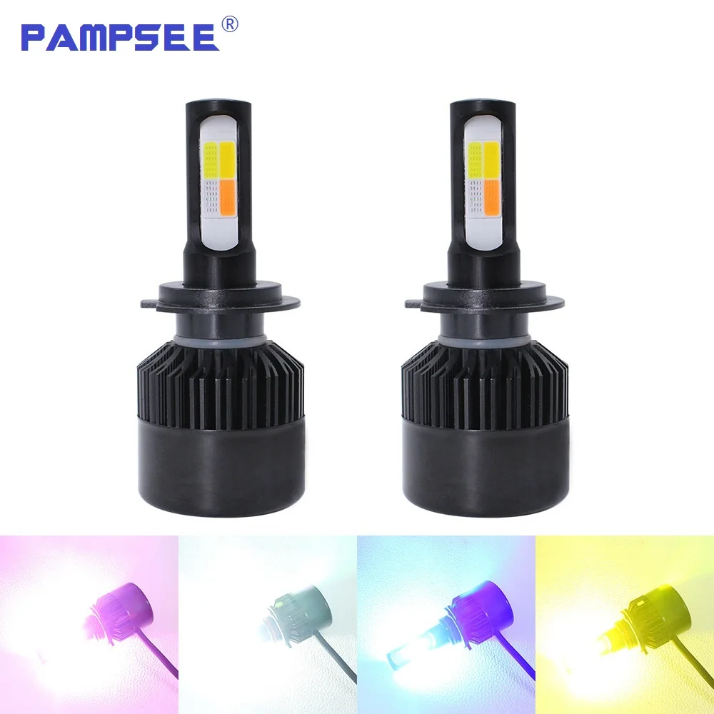 

PAMPSEE 4 Colors And Flash LED Lights Fog Lamps On Auto H7 H4 H1 H3 H8 H11 9005 9006 3000K 6500K 12000K Blue For Car Headlights