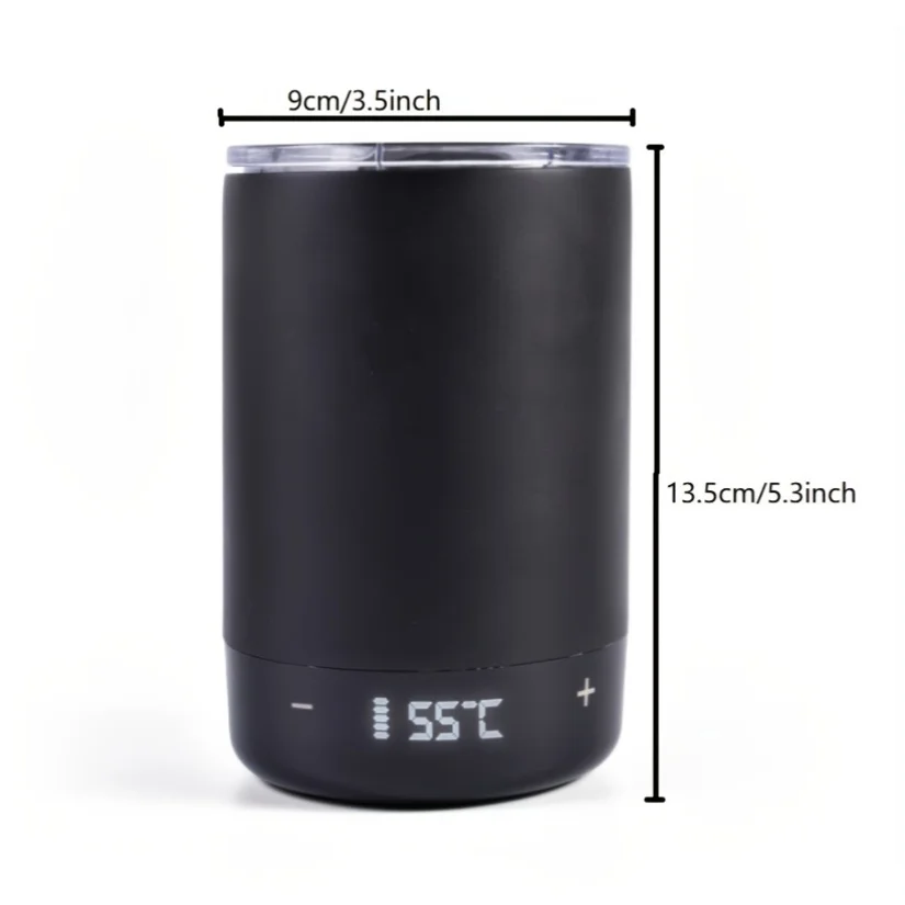 Self-heating Coffee Mug | 304 Stainless Steel, USB Charging, Insulated, Keeps Beverages Warm, Rechargeable with Lithium Battery