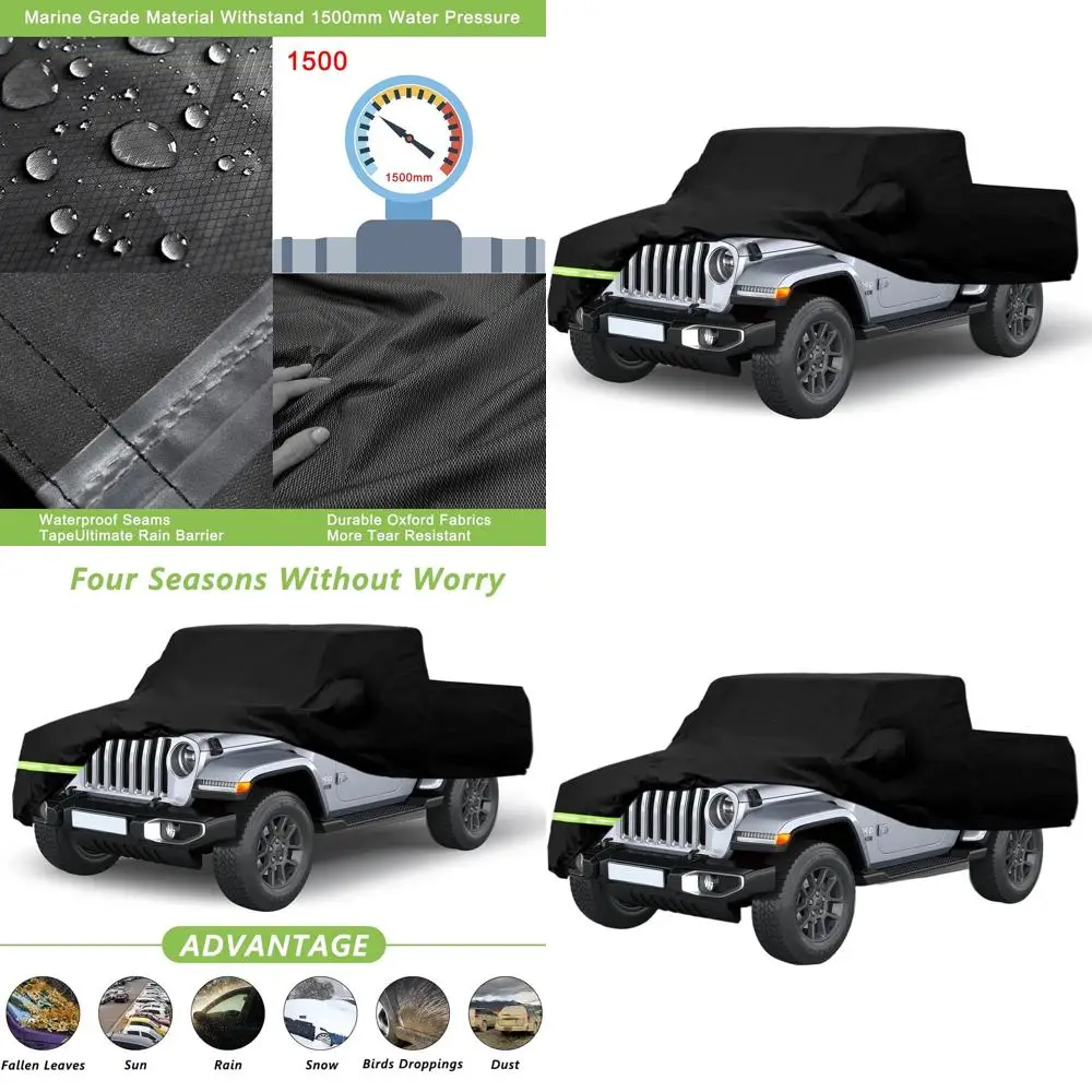 

Custom Fit Waterproof Car Cover for 2020-2026 Gladiator Models, 190T Fabric, Windproof, Double Door Zipper, Up to 190 L