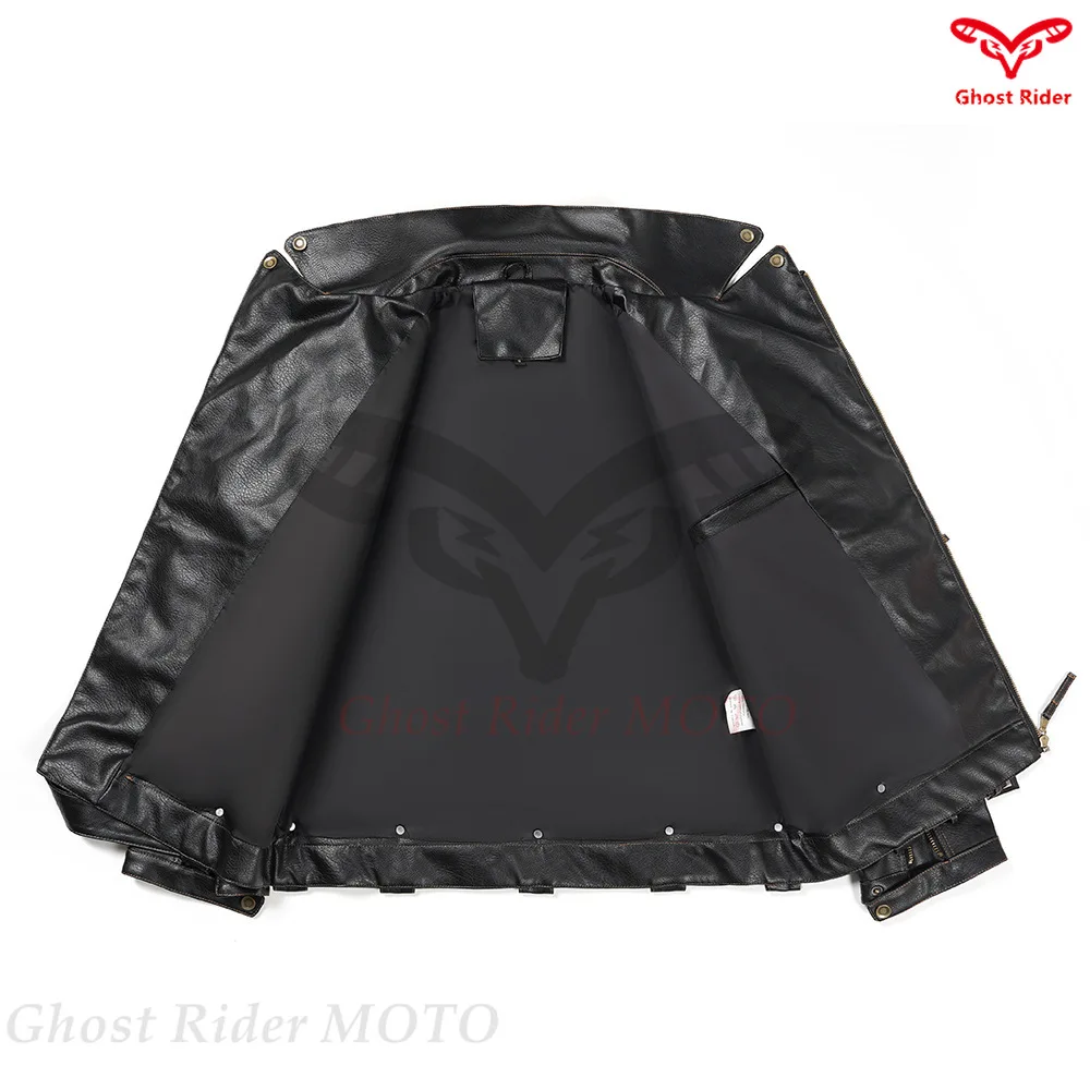 Multi-pocket zipper leather jacket men's autumn winter jacket European size locomotive PU leather jacket мото экиперовка мужская