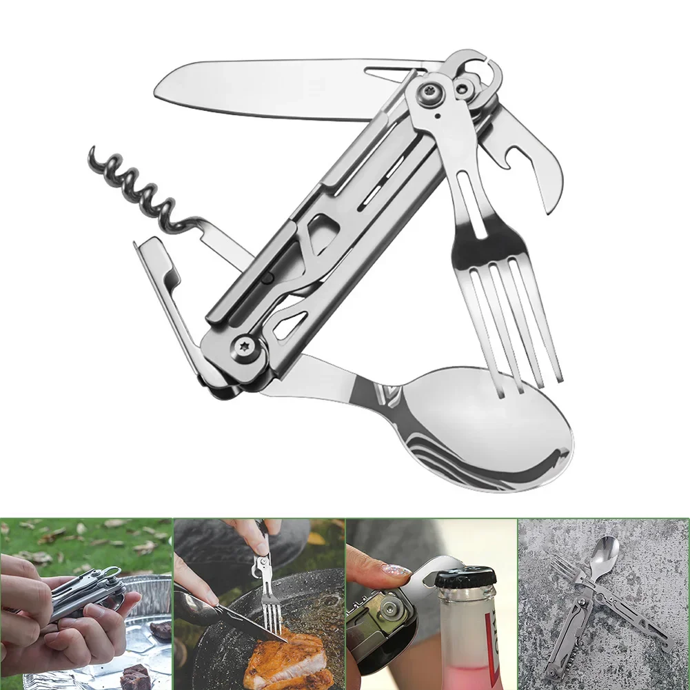 Outdoor Camping Dining Set - 6 in 1 Multifunctional Tableware,Camping Foldable