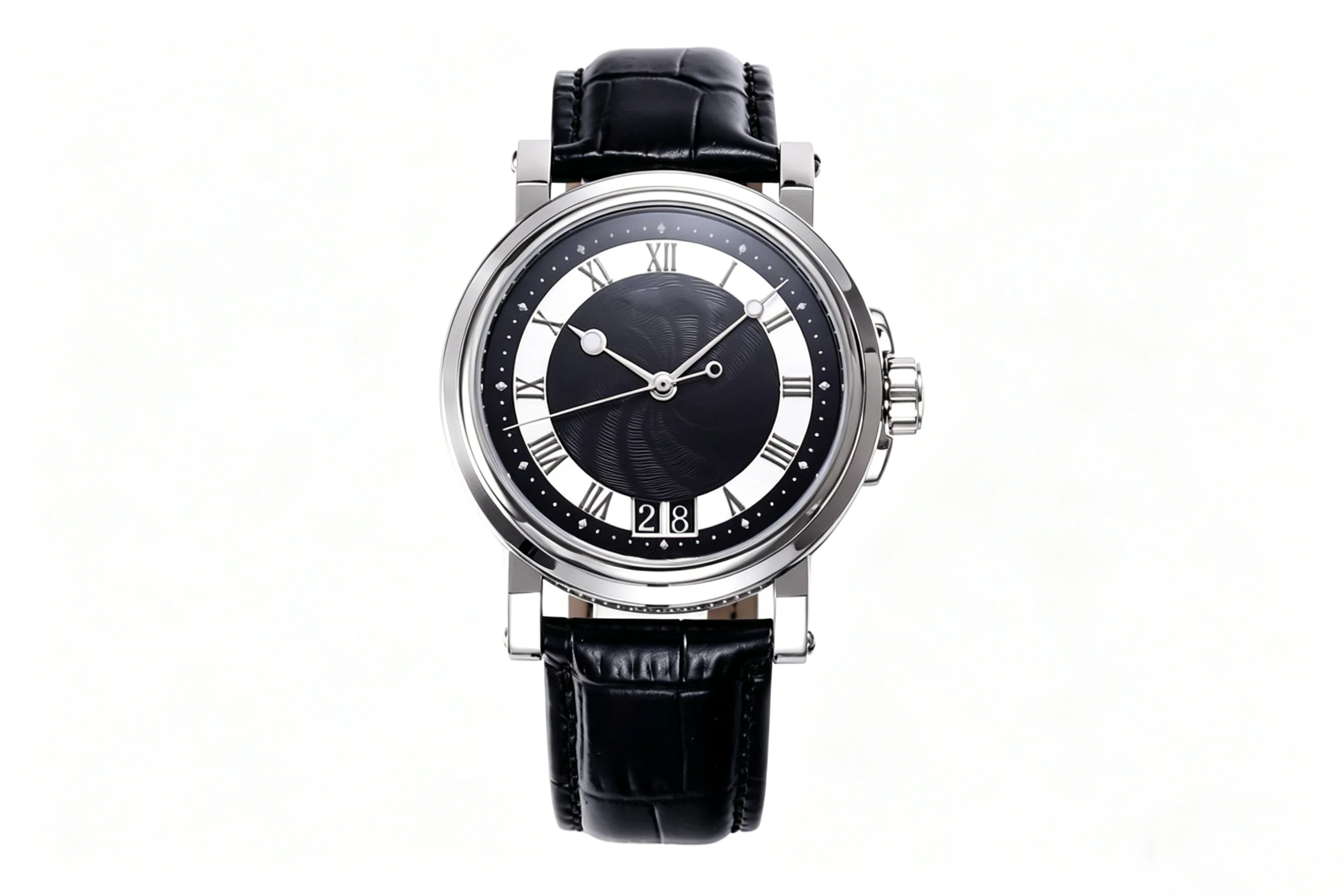 

Customized watch, 39mm, sapphire glass mirror, custom integrated movement, leather strap