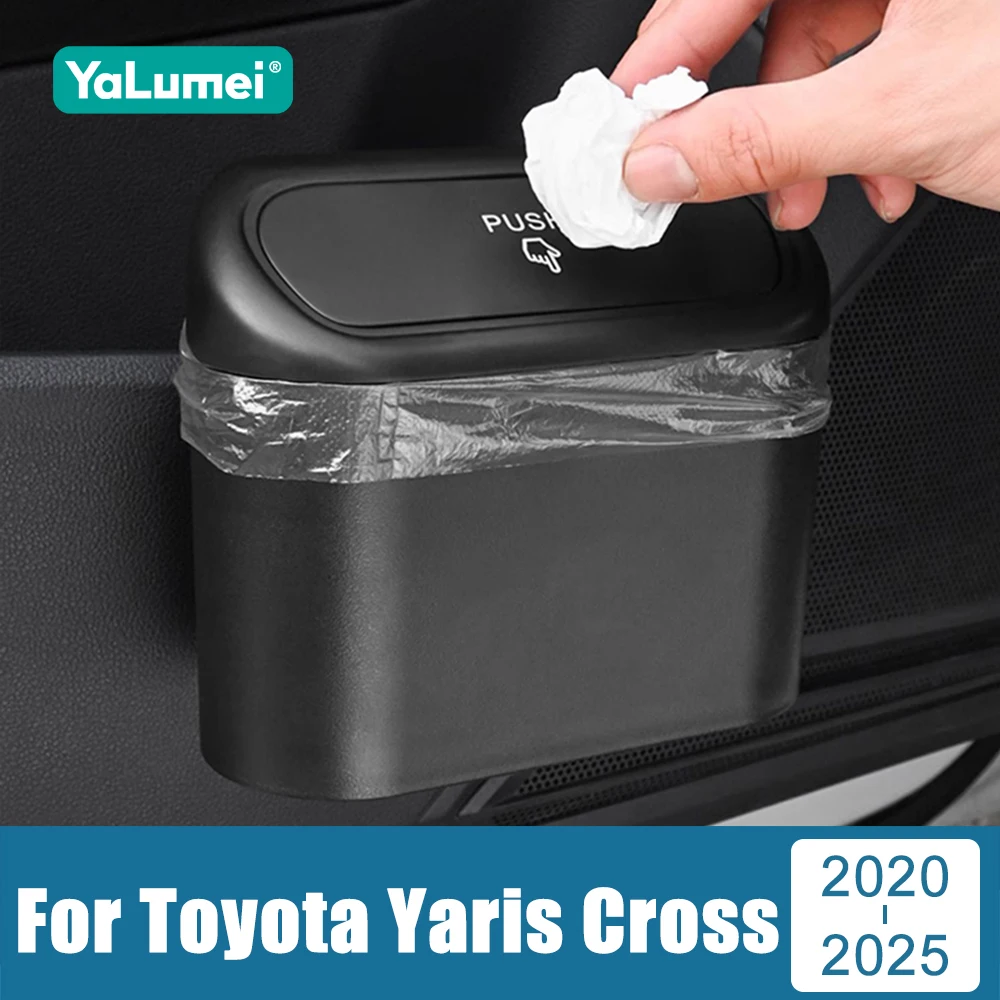 

For Toyota Yaris Cross 2020 2021 2022 2023 2024 2025 Universal Portable CarTrash Can Garbage Pocket Sundries Bin Cover Organizer