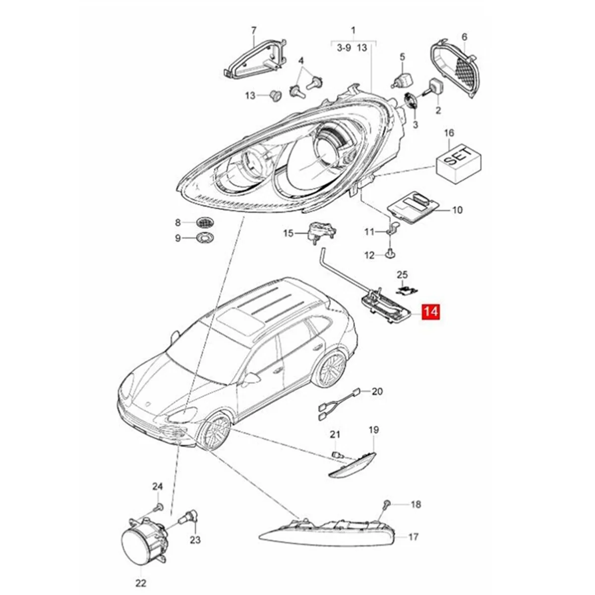 1Pair Headlight Mount Housing Base Bracket 95863151900 95863152000 for Porsche Cayenne 2011-2018 Headlight Mount