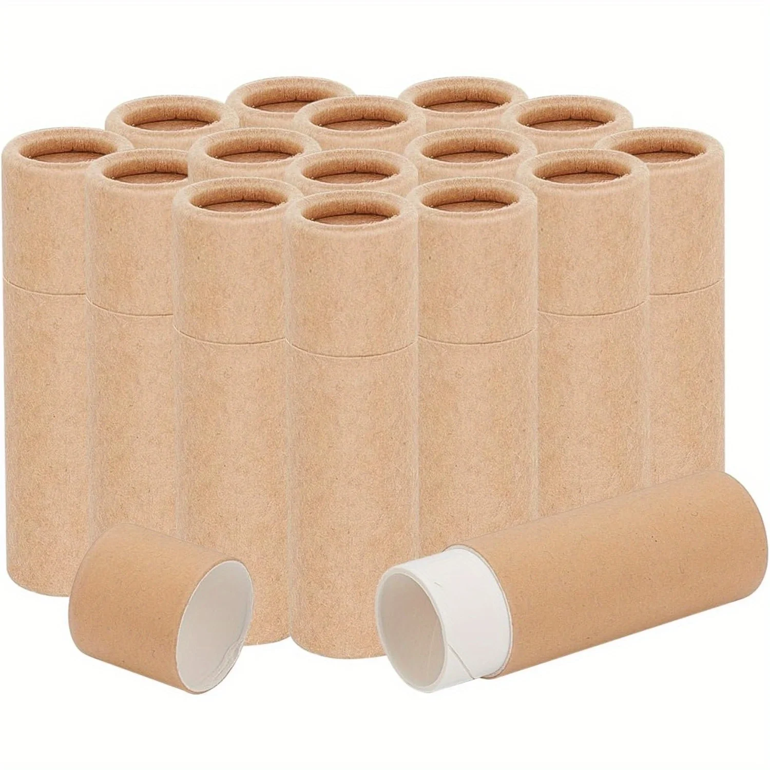 20 Stück gelbe Lippenbalsam-Tuben aus Karton, leere runde Kosmetikbehälter für DIY-Lippenstifte, nachfüllbare Lipgloss-Stick-Tubenflaschen – Detail 1