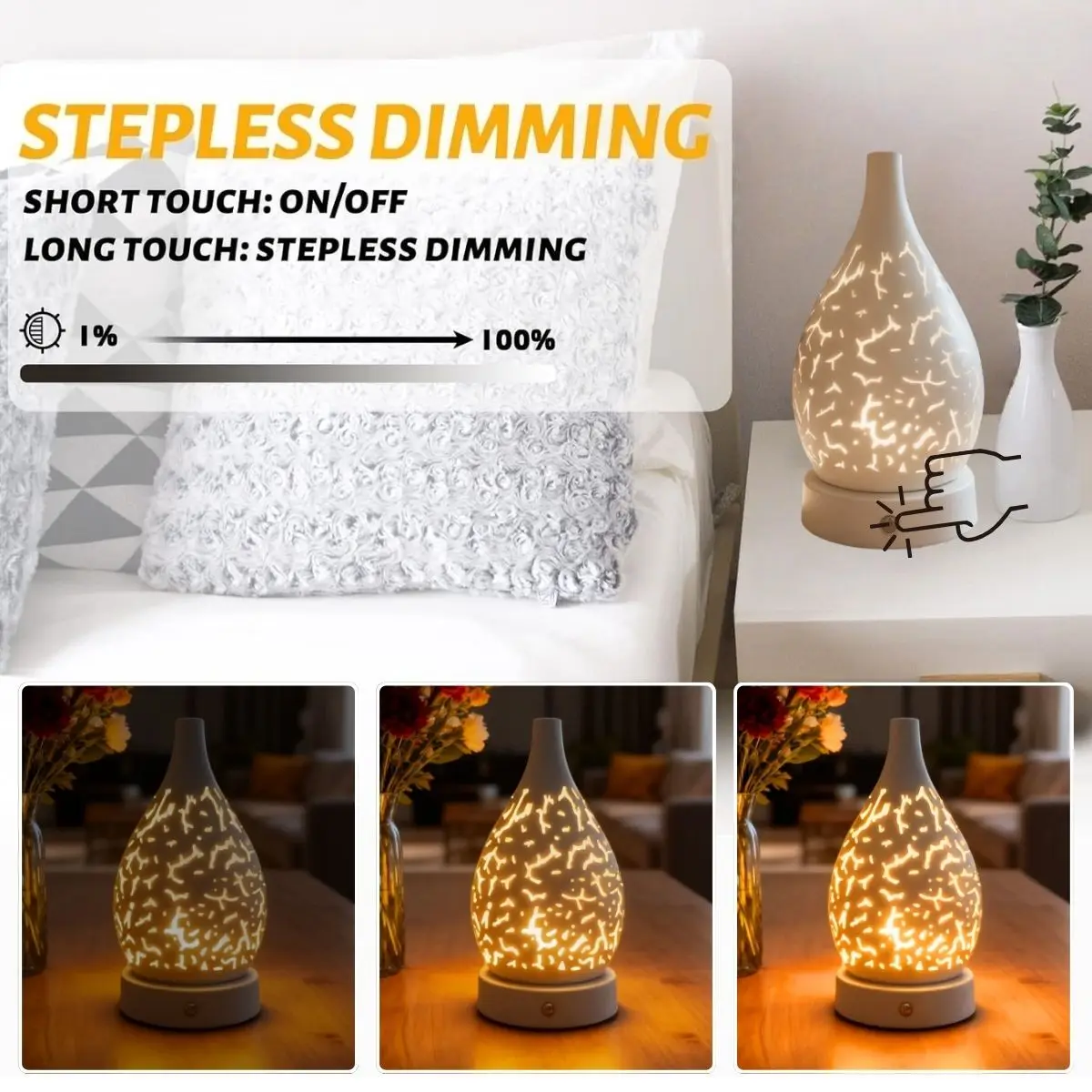 1 buah lampu malam berbentuk retakan tetesan air, penggunaan pengisian daya USB, sakelar sentuh untuk mengubah warna lampu, kecerahan yang dapat disesuaikan