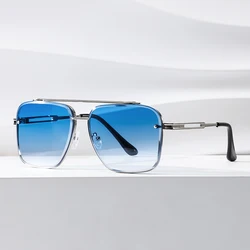 New Fashion Square Sunglasses Men Luxury Brand Designer Metal Sun Glasses Vintage Pilot Shades Eyewear Oculos De Sol