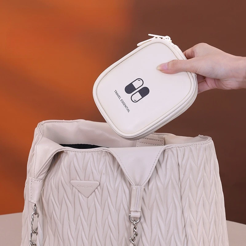 Compact Medicine Storage Bag - Waterproof Pouch with Multi-Mesh Compartments (Portable First Aid & Travel Essentials Organizer)