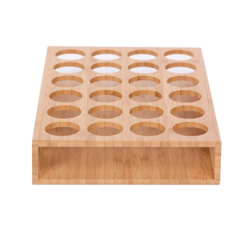 Simple 24 Hole Bamboo Oil Bottle Base Table Table Display Stand 15ml Aromatherapy Oil Bottle Finishing Storage Rack