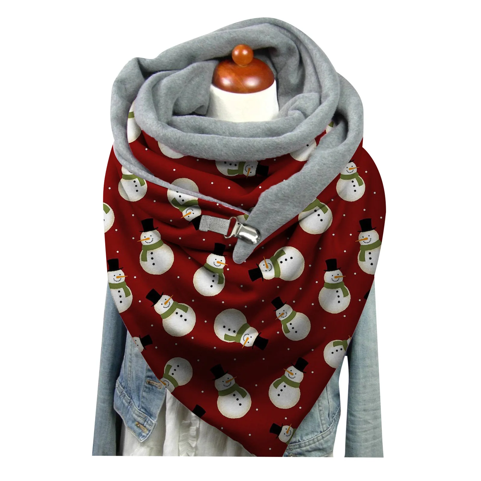 Button Winter Christmas Fashion Soft Print Scarves Casual Warm Wrap Christmas Scarf for Women Womens Headscarf Silk Head Scarves