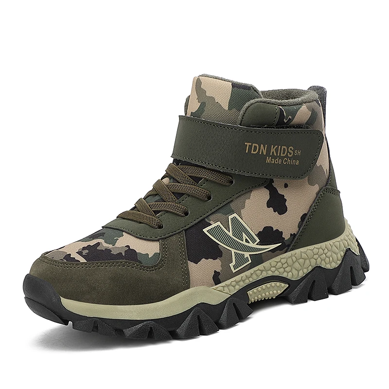 

Winter Baby Boys Girls Boots Oxford Suede Children Casual Shoes Outdoor Anti-slip Camouflage Shoes Plush Kids Fashion Sneakers