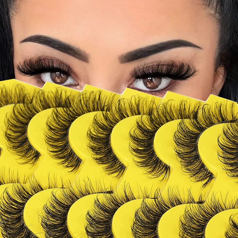 8D volle falsche Wimpern -10 Paar, weich, flauschig, lockig, wiederverwendbar, natürlich verlängert, zeigt einen modischen Stil