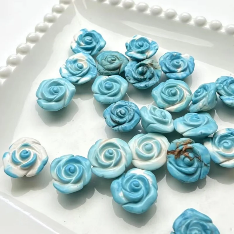 

Howlite Turquoise carved flower 14mm 20mm 38cm for DIY jewelry making FPPJ wholesale loose beads nature