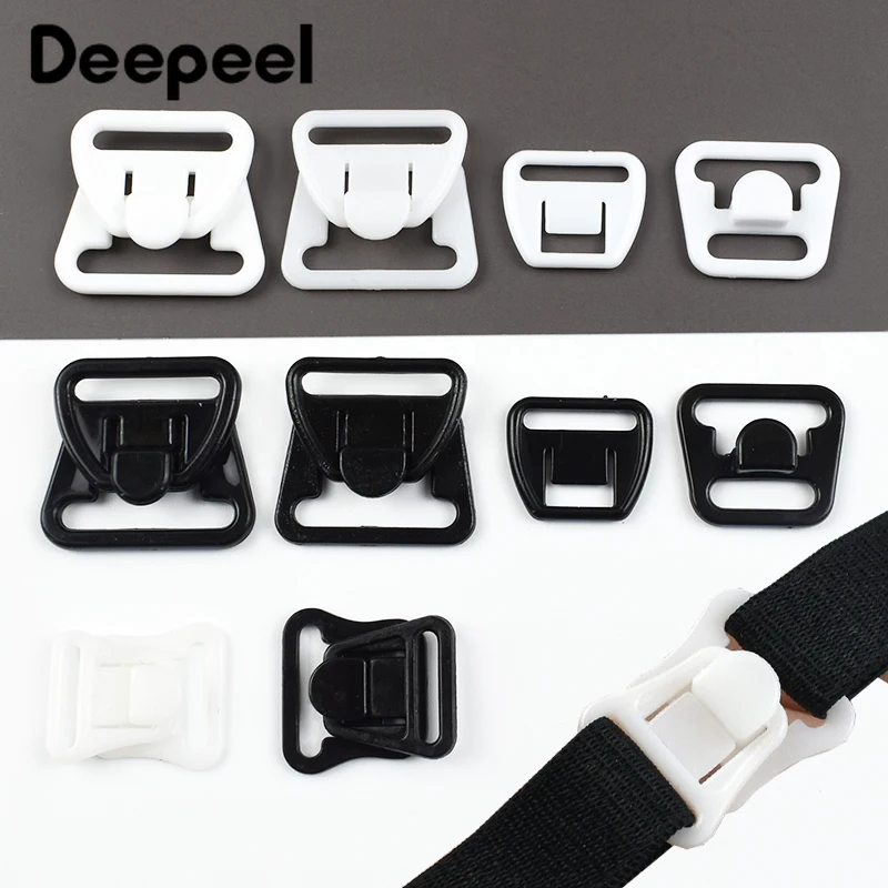 50Sets 12-20mm Plastic Adjust Buckle Bra Clasp Bikini Clip Button Swimsuit Underwear Shoulder Strap Hook DIY Sewing Accessories