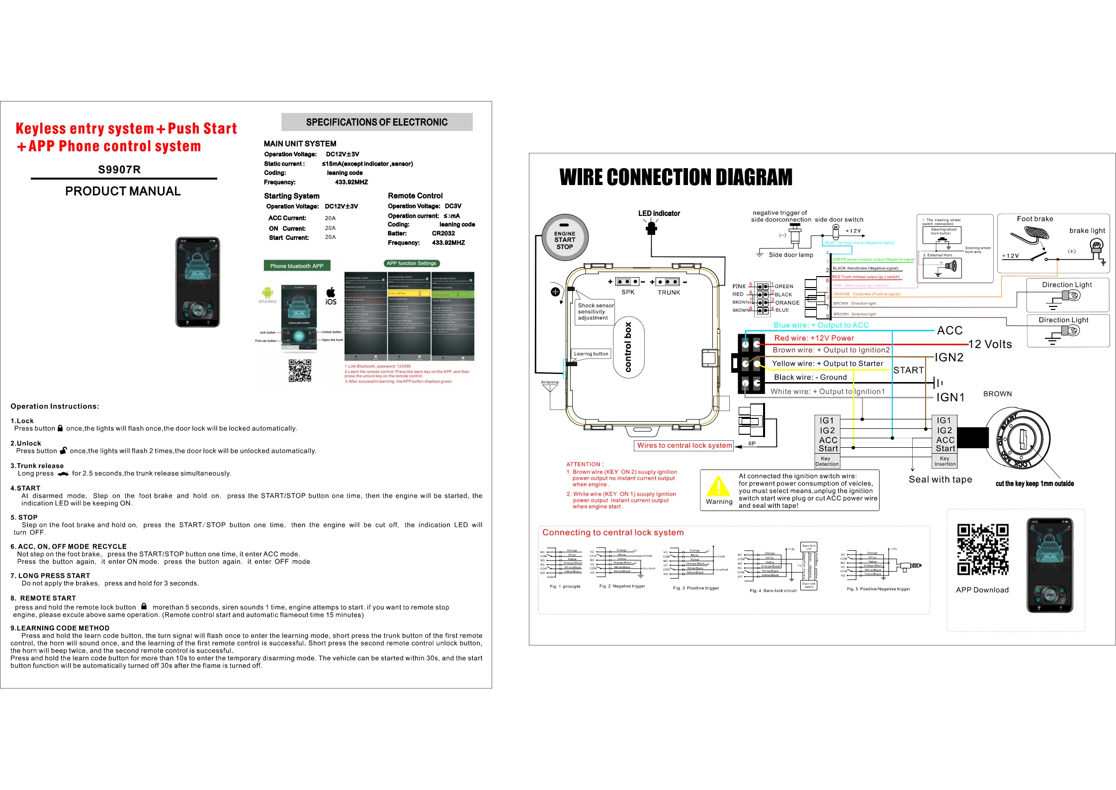 Sistem Start Tanpa Kunci Mobil, Start/Stop Satu Sentuhan, Kontrol Aplikasi Ponsel Bluetooth, Sensor Masuk Tanpa Kunci, Penutup Jendela Otomatis