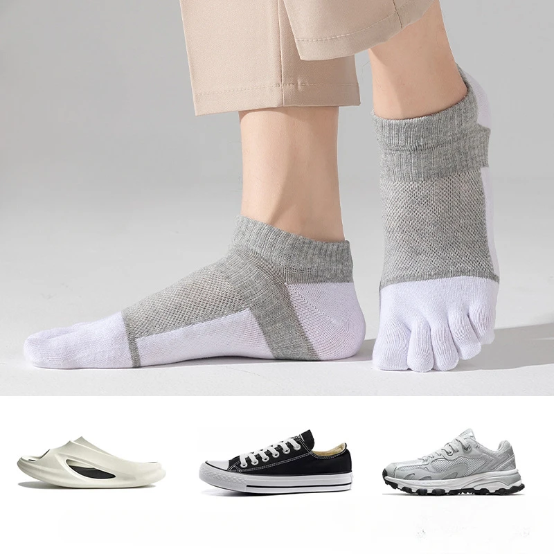 1/5 pares verão toe tornozelo meias algodão malha colorida respirável boca rasa absorvente de suor desodorante sem mostrar 5 meias de dedo