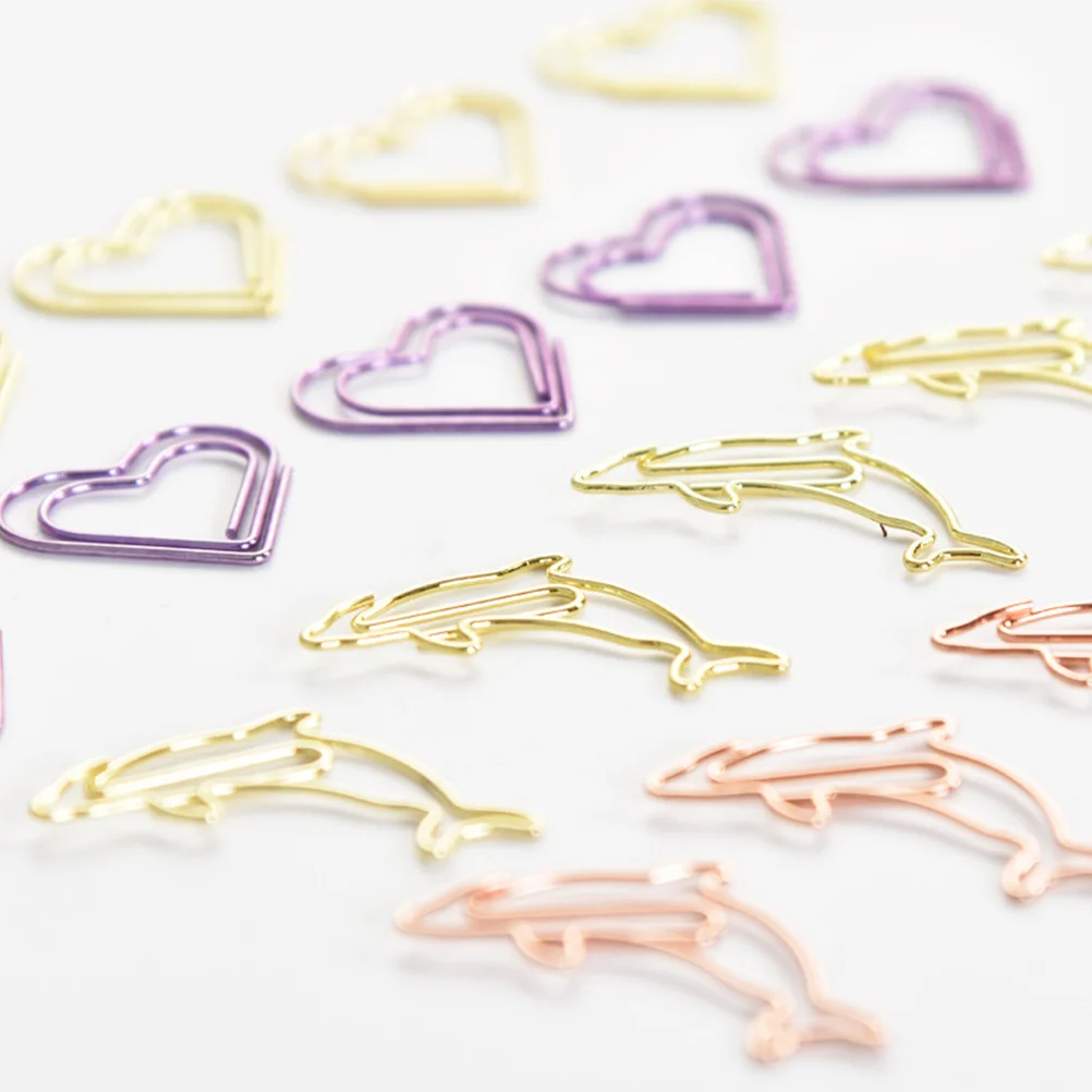 20PCS Creative Metal Paper Clip Heart Shape Paper Pin Simple Note Clips Portable Office Clamp ( )