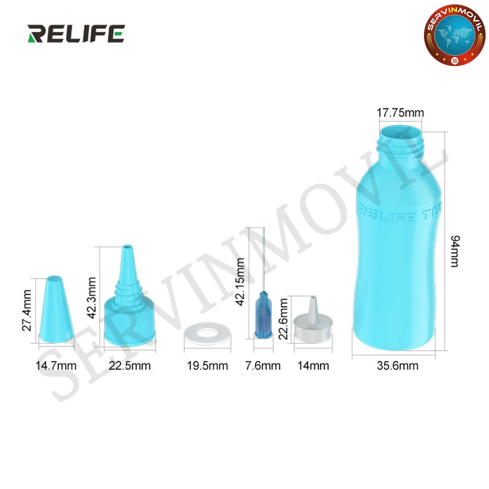 RELIFE TB1 50ML Anti-Static Solvent Bottle With Needle Tip Empty Liquid Alcohol Bottle for Phone PC PCB Repair Cleaning Tools