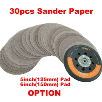 MAXXT 6" 150mm and 5'' 125mm Sander Backing Plate Pad 30 Pieces Sandpaper for 6 inch 5 inch Brushless Orbital Sander R7303 and R7304