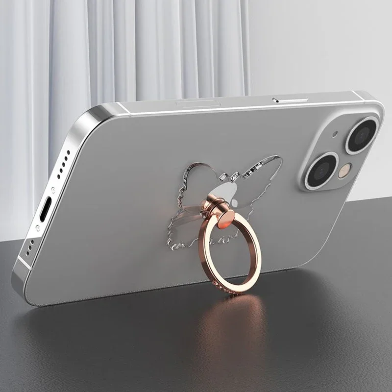 Transparenter Luxus-Schmetterlings-Fingerring-Handyhalter für iPhone 15, Smartphone-Aufkleber, Ständer, Zubehör, faltbare Unterstützung – Detail 4