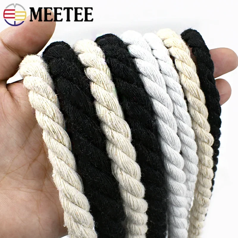 5Meters 5-20mm Three-strand Cotton Rope 3 Shares Twisted Cords Bag Strap Shoelace High Tenacity Ropes Sewing Textile Accessories