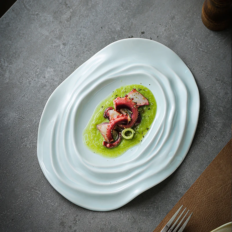 Special-shaped Ceramic Dish New Artistic Conception Cold Hotel Club Special Tableware Westernfooddish