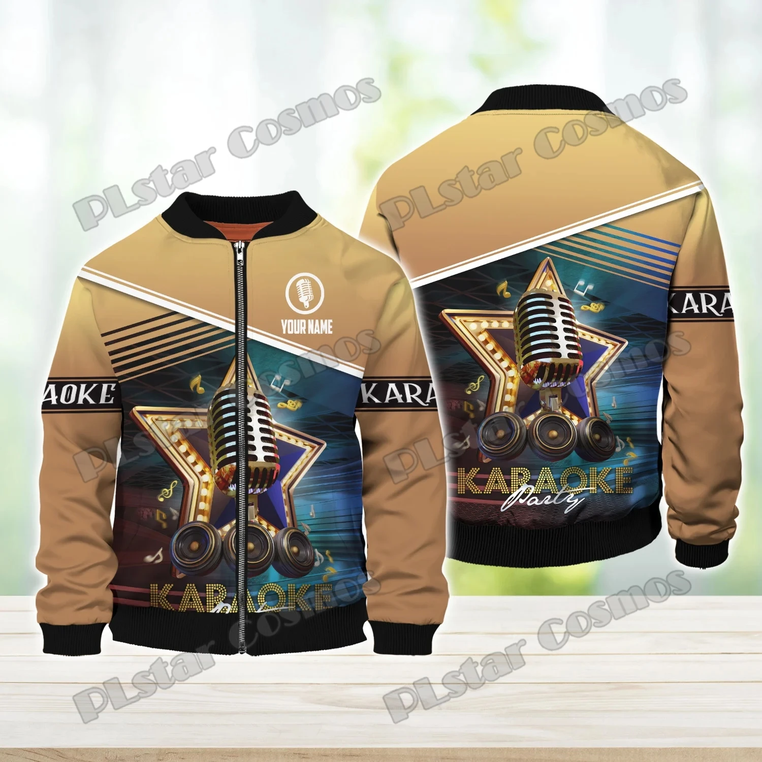 Custom Name Karaoke Pattern Design 3D Printed Fashion Men's Bomber Jacket Winter Unisex Casual Warm Zipper Jackets Coat FJK26