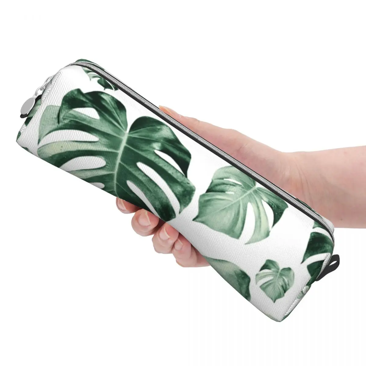 Imagem -03 - Estojo de Lápis Grande com Zíper Bolsa de Lápis Planta Verde Tropical Folhas Folhas Monstera Bolsas de Caneta para Estudante Suprimentos de Armazenamento