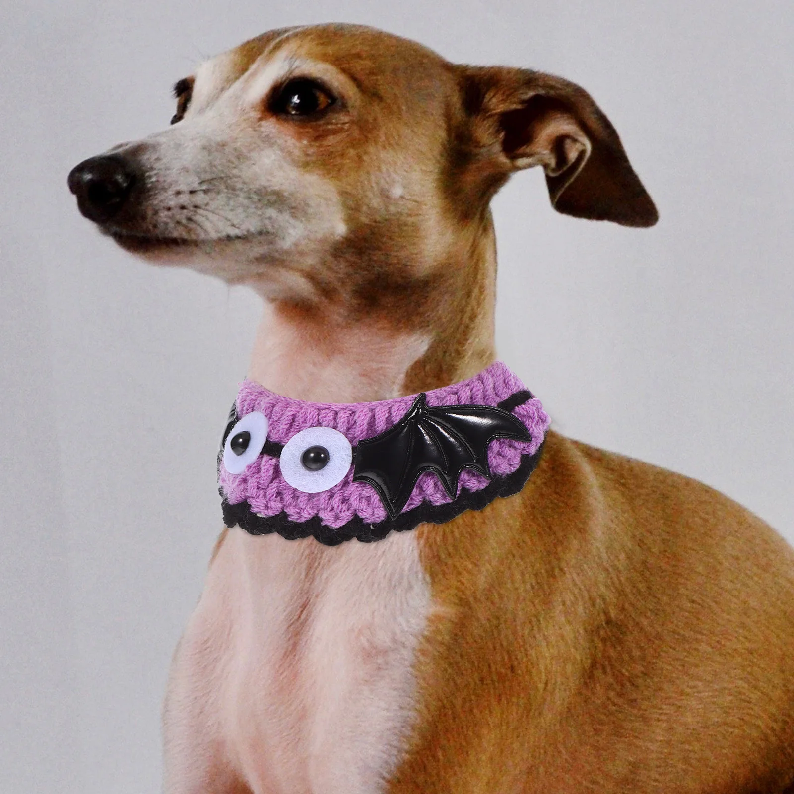 

Pet Cat Scarf: Halloween Kitten Collar Adjustable 9-14Cm Knitted Bib Bat Pattern Woolen Material Festival Costume Accessory
