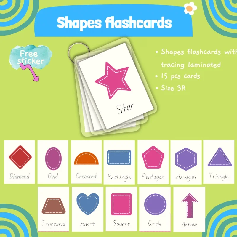 Shapes flashcards laminated kidszoe