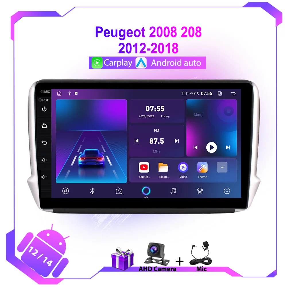 Android GPS Car Radio For Peugeot 2008 208 Series 2012-2018 Autoraido Stereo Navigation GPS Multimedia Video Carplay DVD