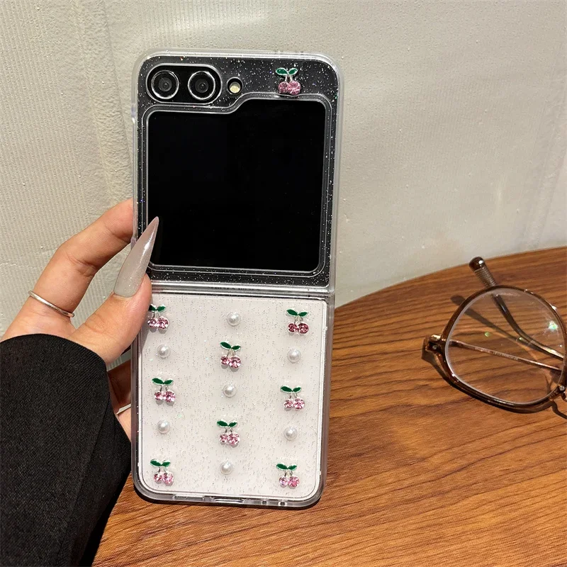 

Для Samsung Galaxy Z Flip 6 5 4 3, чехол с 3D зеркалом и сердечком, противоударный чехол