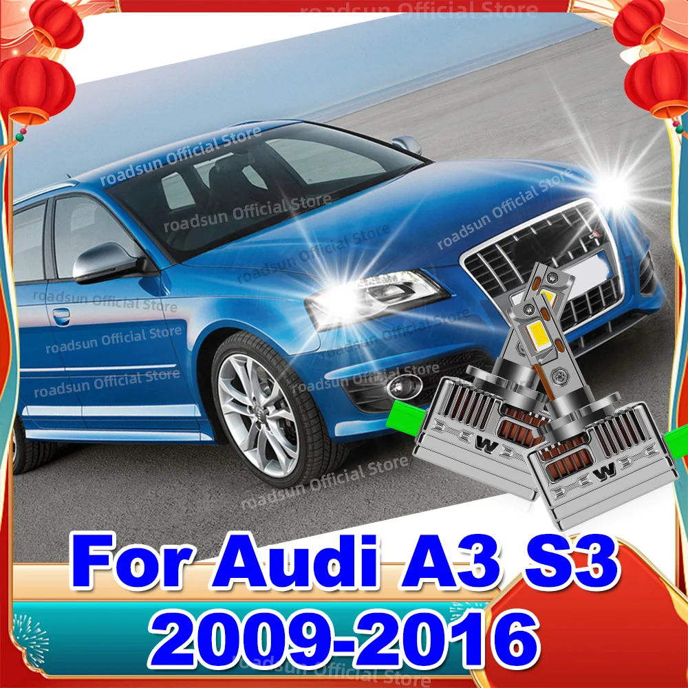 

2 шт. светодиодные фары Canbus, ксеноновые лампы, обновление 6000K для Audi A3 S3 2009 2010 2011 2012 2013 2014 2015 2016