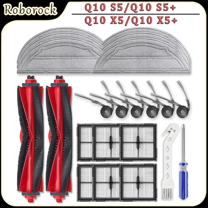 For Roborock Q10 S5/Q10 S5+/Q10 X5/Q10 X5+ Robot Vacuum Cleaner Accessories Main Side Brush Filters Mop Pads Replacement Parts
