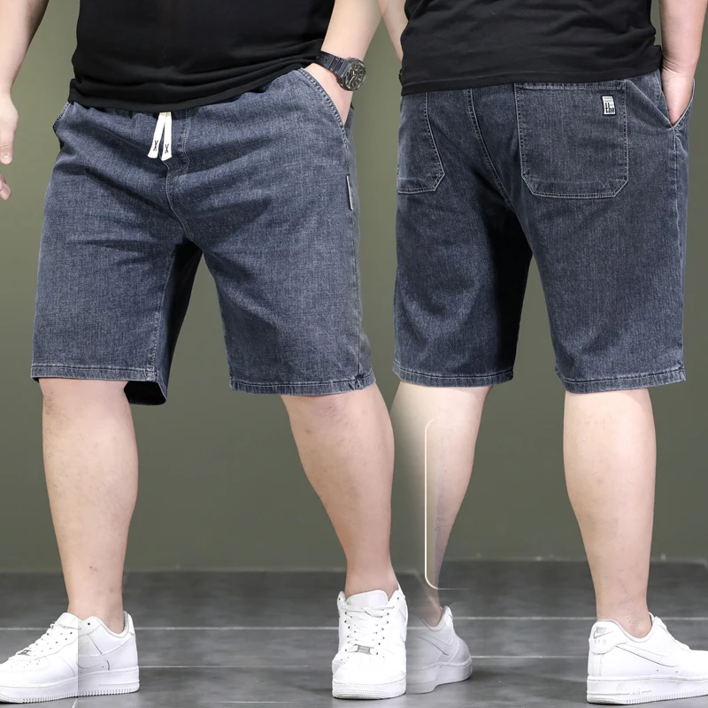 Elastic Waist Oversized 5XL 6XL 7XL Denim Shorts For Men Plus Size Shorts Jeans Half Cut Casual Pants Brand High Quality Summer