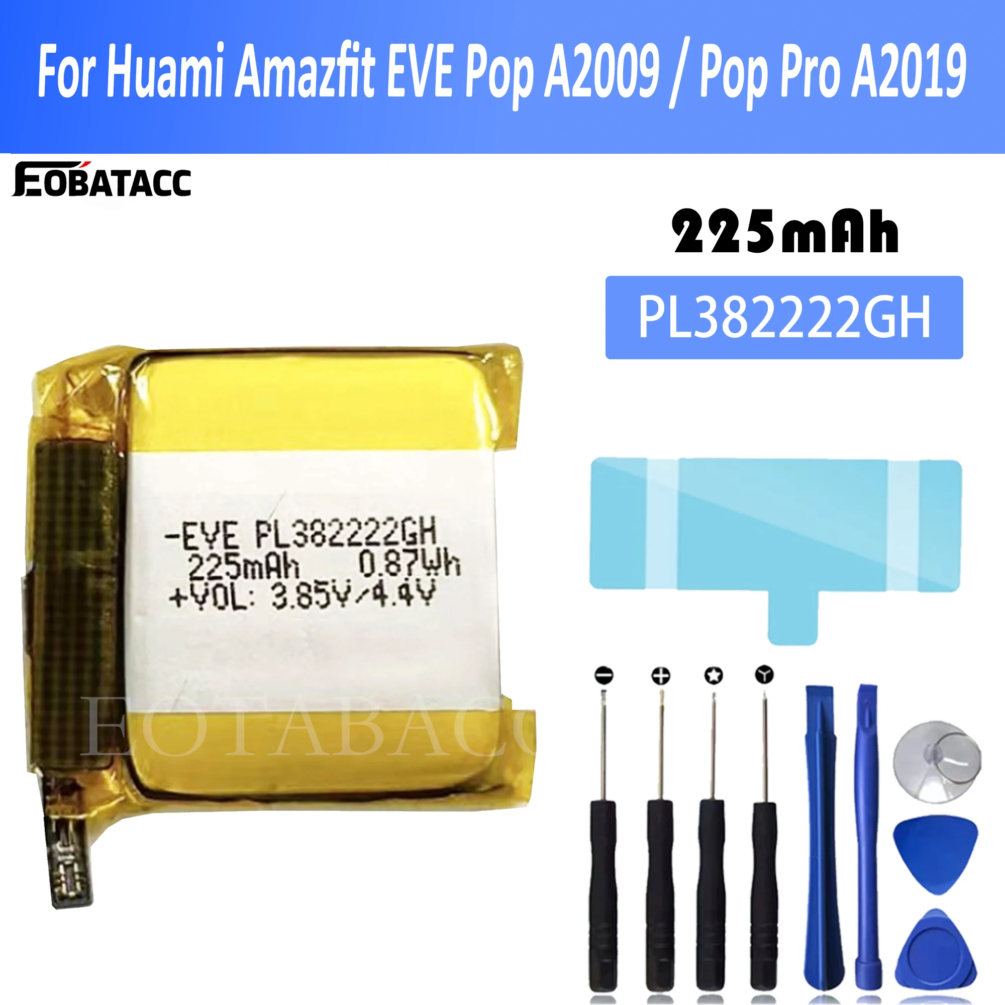 

PL392223H PL382222H PL382222GH Battery For Huami POP A2009 Amazfit Bip U A2017 Smat Watch Battery 392223 225/235mAh