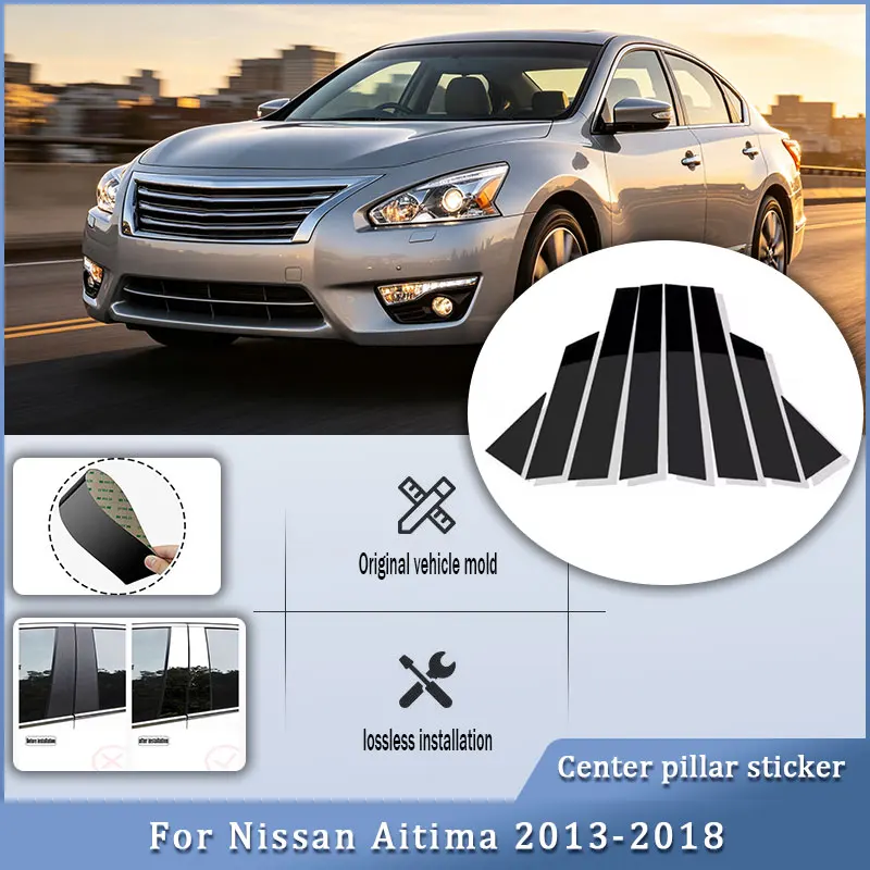 

For Nissan Aitima 2013-2018 Car Window Decoration Bright Black Door Frame Cover Center Pillar Sticker custom size
