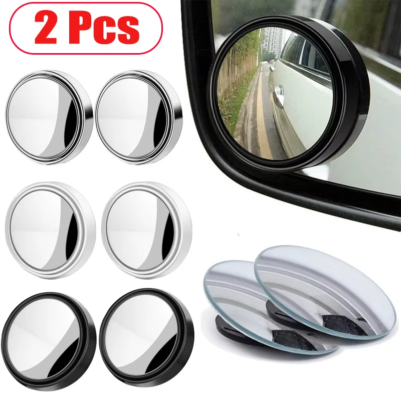 2Pcs Car Blind Spot Mirror Wide Angle 360 Degree Adjustable Car Rearview Mirror Car Reverse Auxiliary Rear View Convex Mirror