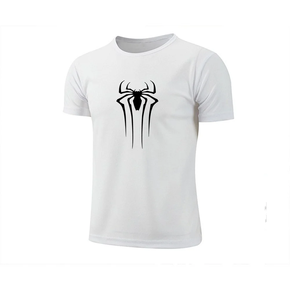 Spider Men Short Running T Shirt Gym Sports Top Quick Dry Breathable Black Fitness Sportswear Bodybuilding Clothing