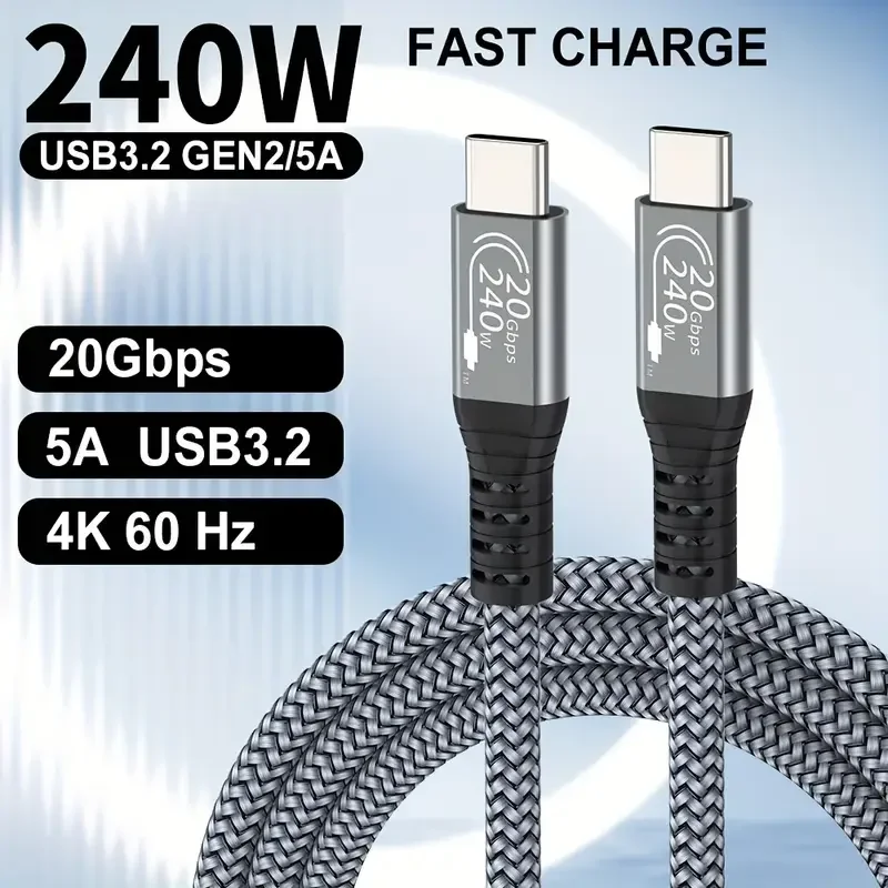 

USB4 240W 40Gbps Type-C Full Function Data Cable Super Fast Charging 8K Video Display for Thunderbolt for iPhone17 16 15 Xiaomi