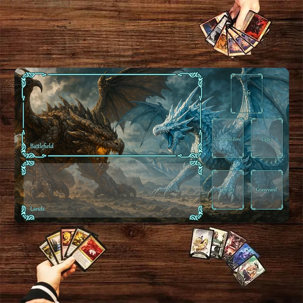 Magic Card Playmat with zone Dark style giant dragon theme MTG playmat gathering game mat Desk Mat Commander Battle playmat