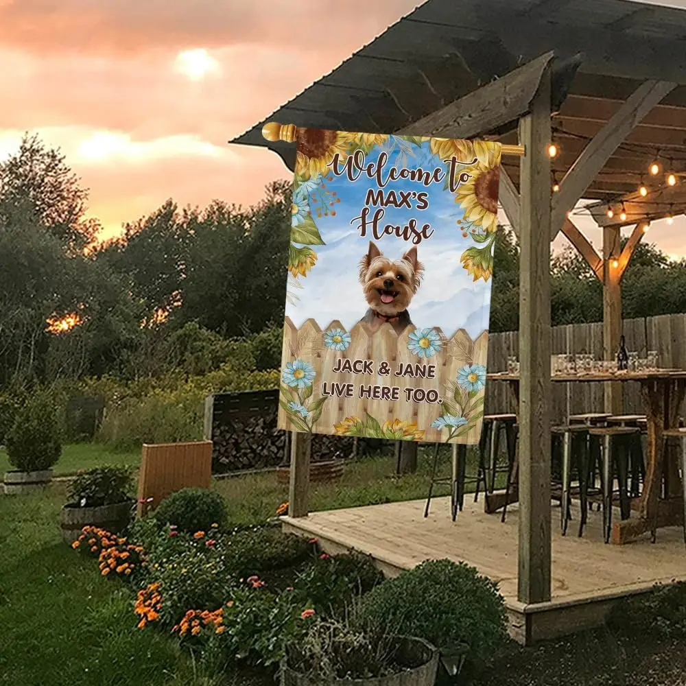 Boxer Dog with Sunflowers Garden Flag Welcome to Dog's House Customized Banner, 28x40 Inches WWP zzo - view 4
