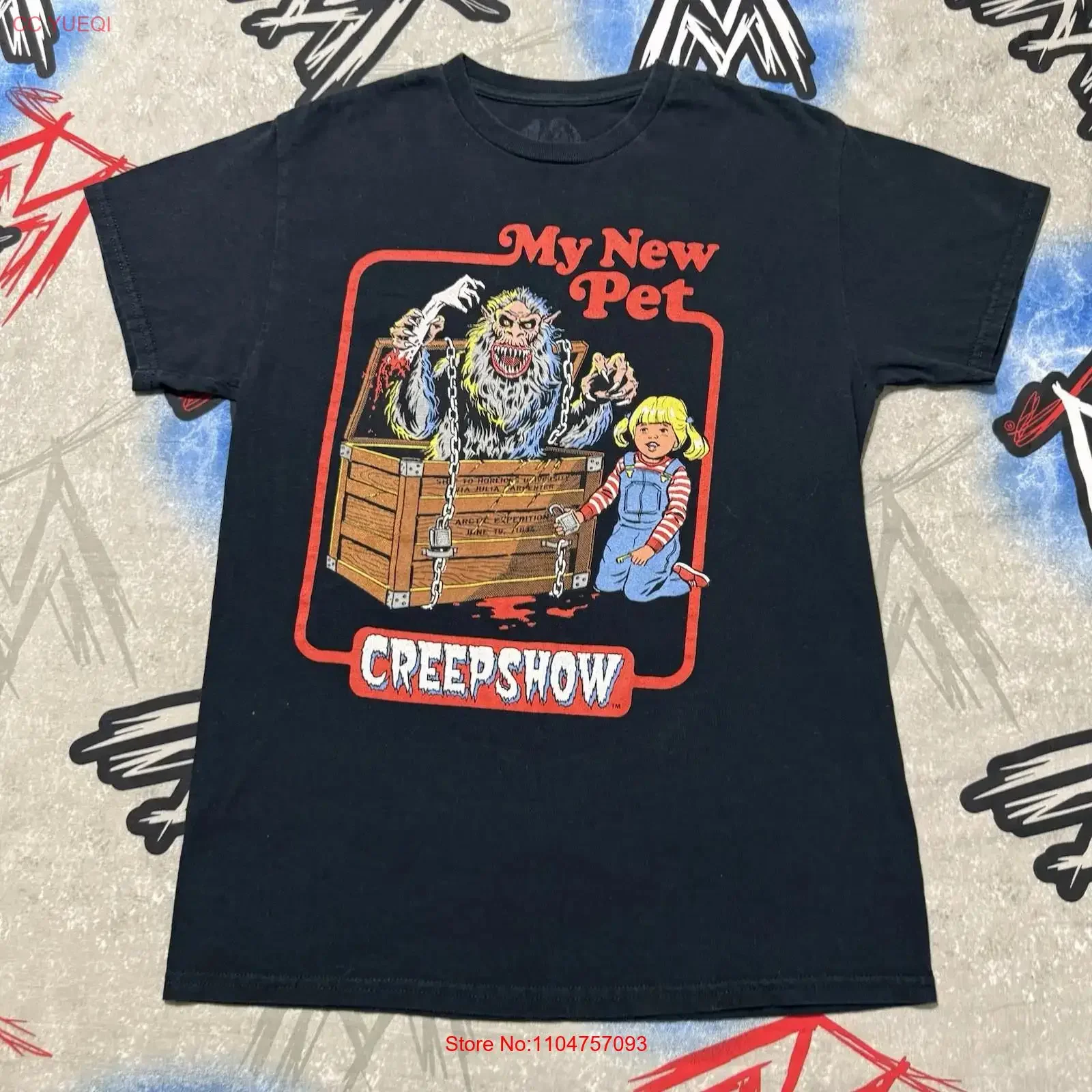Steven Rhodes My New Pet Creepshow Men's M T Shirt vintage Washed designer clothes Slightly Stretched Stylish Soft Casual