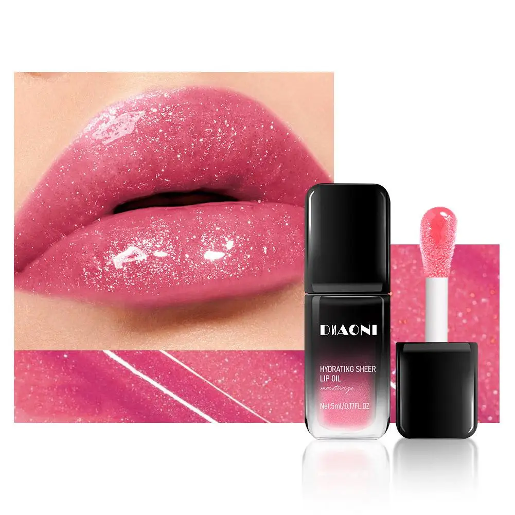 Aceite labial perlado, aceite labial cristalino hidratante, brillo labial hidratante profundo, brillo labial efecto espejo, brillo labial voluminizador, cosmético para todo tipo de piel M9S7
