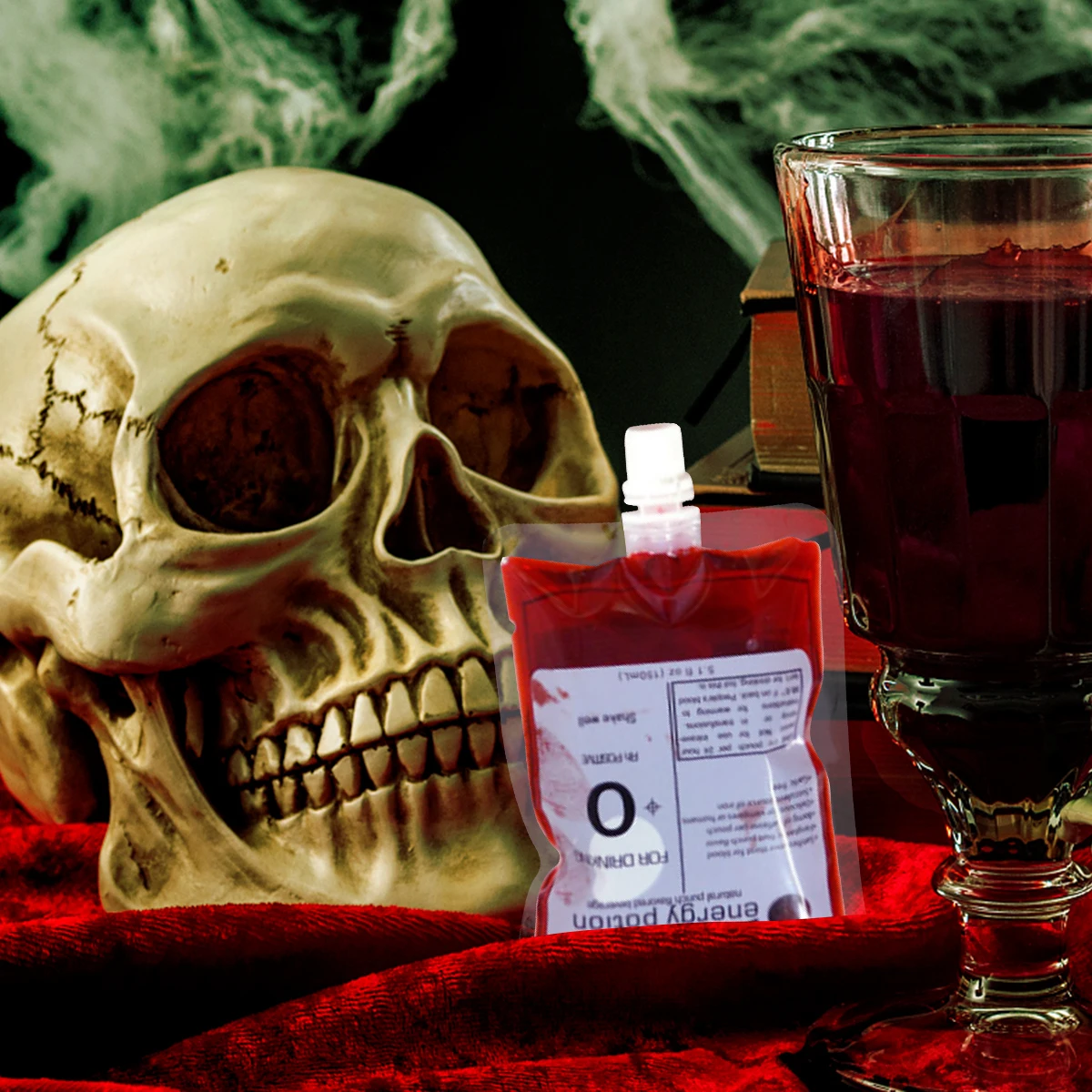 

22 pcs Blood Bags Halloween Drink Containers Juice Safe Plastic Party Props 10 Hooks 2 Funnels Lightweight Beverages