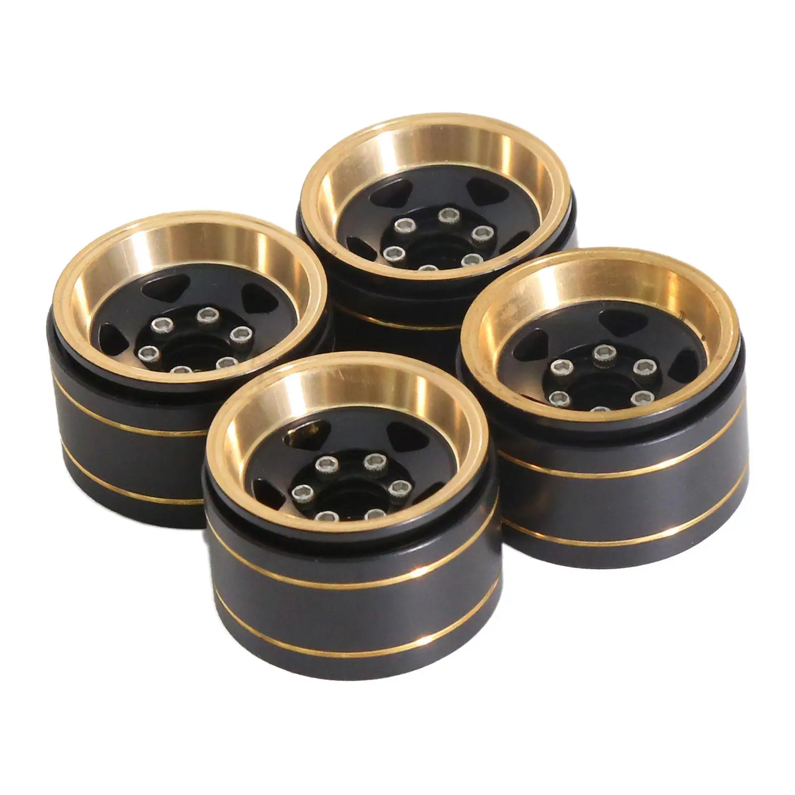 4 Pieces 1.0 inch Brass Wheel Rims Replace Metal Sturdy Easy to Install RC Car Part RC Wheel Rims for 1/18 RC Crawler Spare